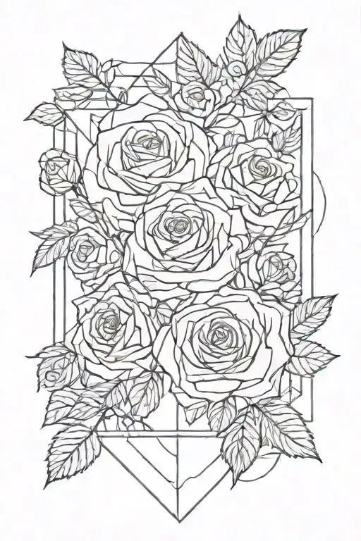 tesseract with roses around it tattoo design idea
