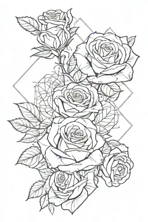 tesseract and roses wrapped tattoo design idea