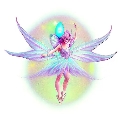 glowing flying fairy tattoo design idea