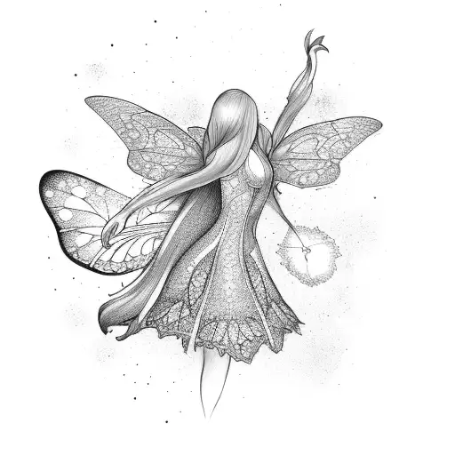 glowing fairy tattoo design idea