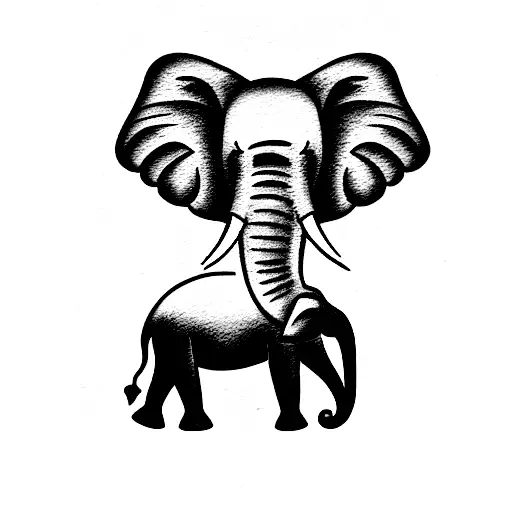 elephant with number 16 tattoo design idea