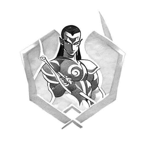 A tattoo design of a soldier bending all four elements from Avatar the Last Airbender, showcasing their mastery and strength tattoo design idea