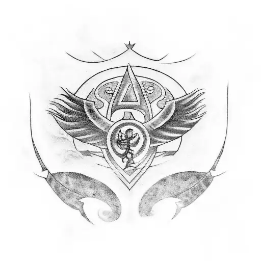 A tattoo design combining elements of the four nations from Avatar The Last Airbender in a military theme tattoo design idea