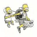 draw tattoos, homer and bart simpson fishing tattoo design idea
