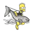 draw tattoos, homer and bart simpson fishing tattoo design idea