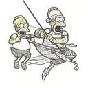 draw tattoos, homer and bart simpson fishing tattoo design idea
