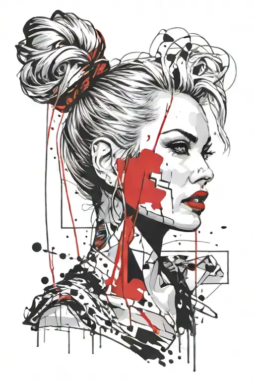 gwen stefani ponytail X over mouth tattoo design idea