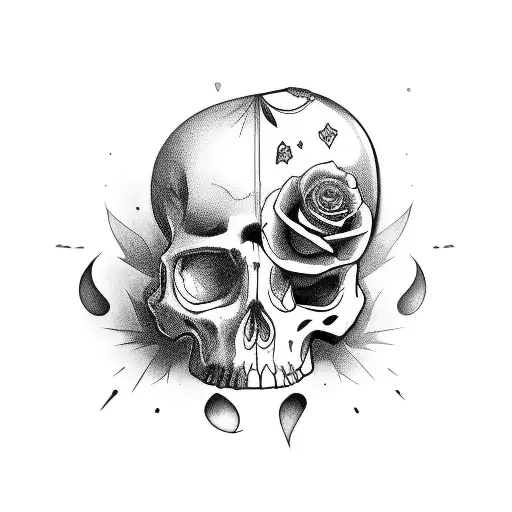 cuervo con un candado y una calavera tattoo design idea