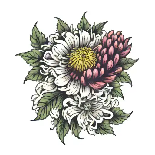 crysanthemum flower tattoo design idea