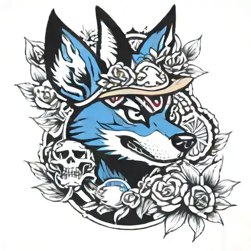 lucario y calaveras tattoo design idea
