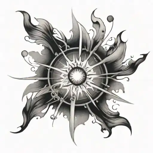 fine line supernova tattoo design idea