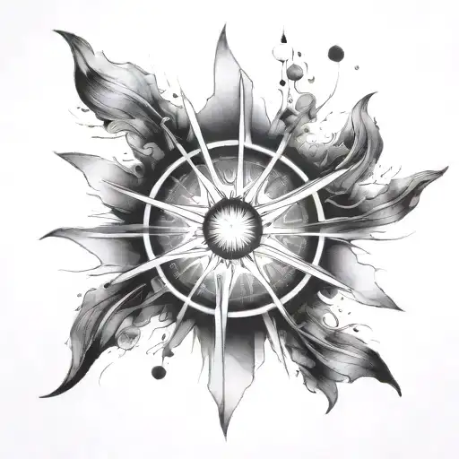 fine line supernova tattoo design idea