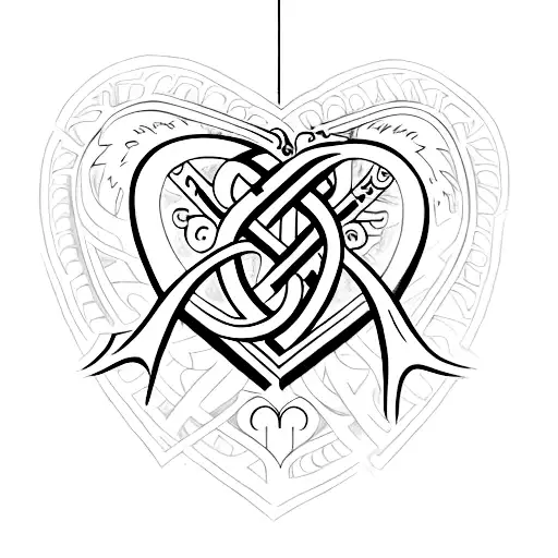 cross with a heart and the word fearless  tattoo design idea