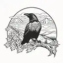 raven mountain tattoo design idea