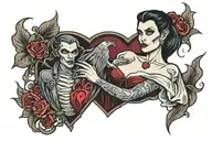 A Dracula Woman Holding a Heart tattoo design idea