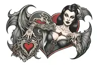 A Dracula Woman Holding a Heart tattoo design idea