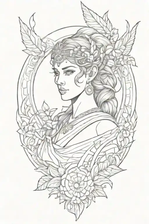 artemis greek goddess tattoo design idea
