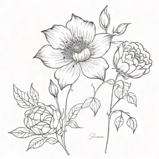 February, February, May, July, August, October, November birth flower tattoo tattoo design idea