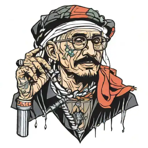 Palestinian Jata glasses and cane tattoo design idea