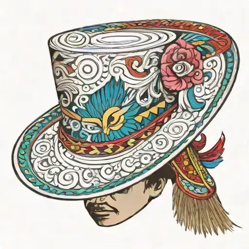 Colombian hat (sombrero vueltiao):Position: At the top of the design, centered.Style: Detailed, with pattern tattoo design idea