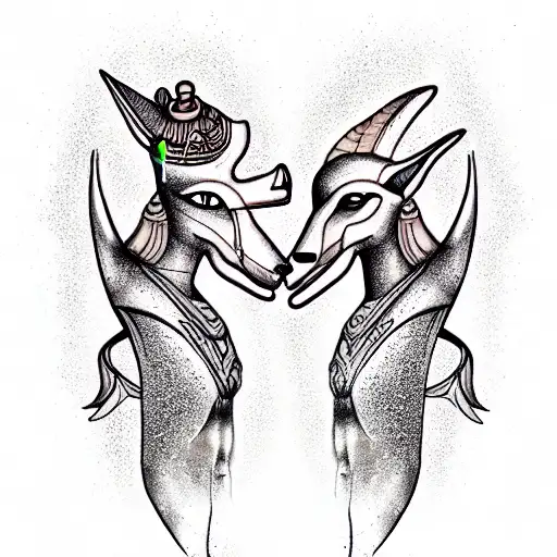 anubis and libra  tattoo design idea