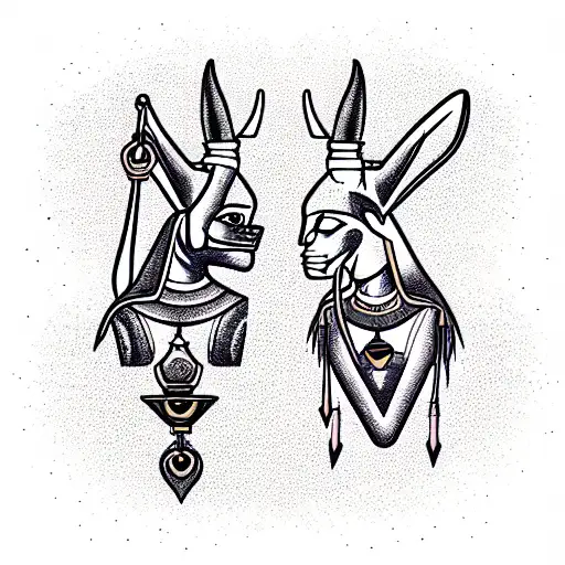 anubis and libra  tattoo design idea
