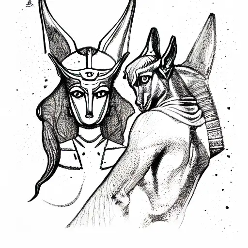 anubis and libra  tattoo design idea