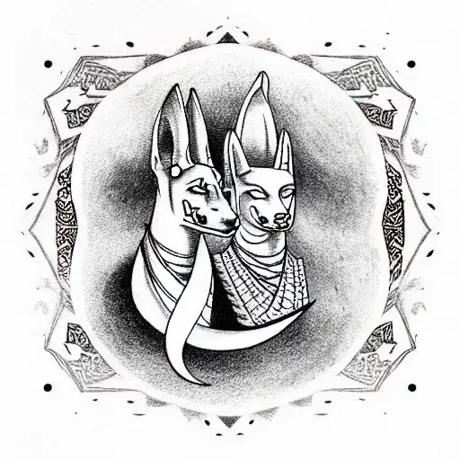 anubis and libra  tattoo design idea
