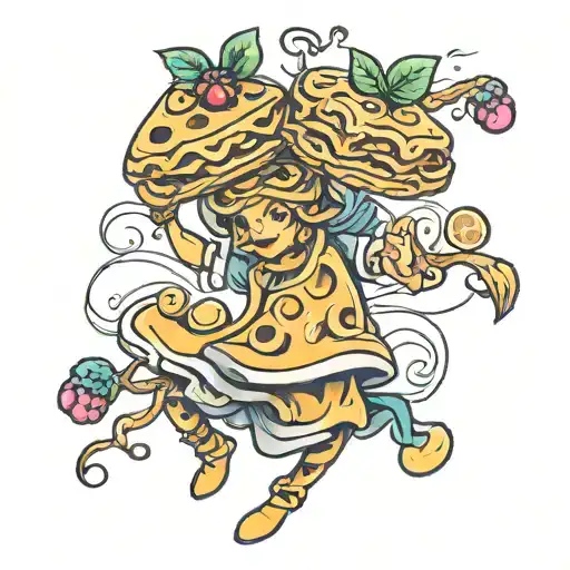 tiny dancing waffles tattoo design idea