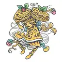 tiny dancing waffles tattoo design idea
