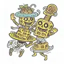 tiny dancing waffles tattoo design idea