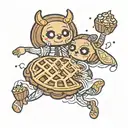 tiny dancing waffles tattoo design idea