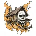 micheal Myers burning house  tattoo design idea