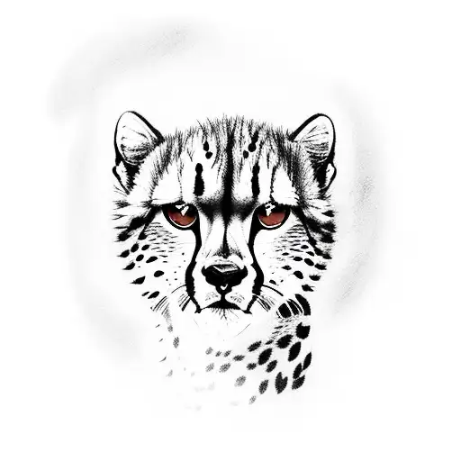 Cheetah running with japanese influences  tattoo design idea