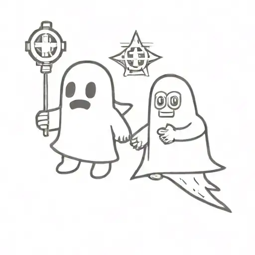 cartoon ghost and paramedic tattoo design idea