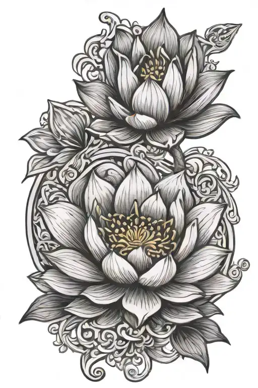 Anglais  lotus flower, flag of Isle of Man, love, family tattoo design idea