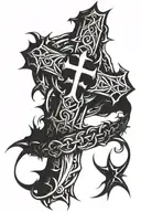 Cross with crown of thorns wrapped tattoo design idea
