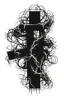 Cross with crown of thorns wrapped round tattoo design idea