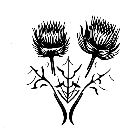 thistles with the negative space outlining the Mcintosh cat tattoo design idea