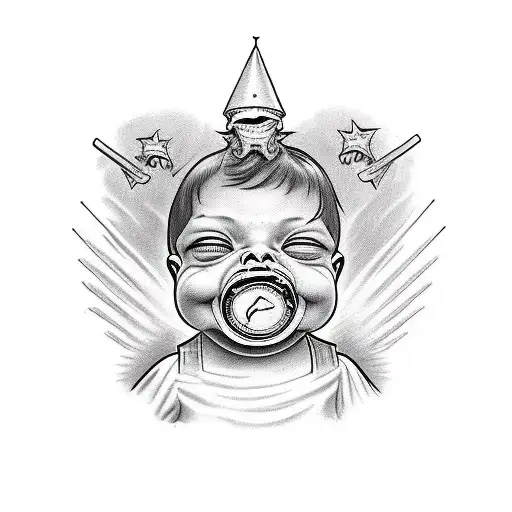 crying child becoming a demon tattoo design idea