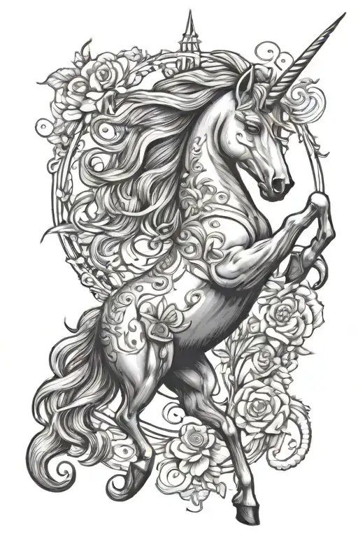 unicorn full body tattoo design idea