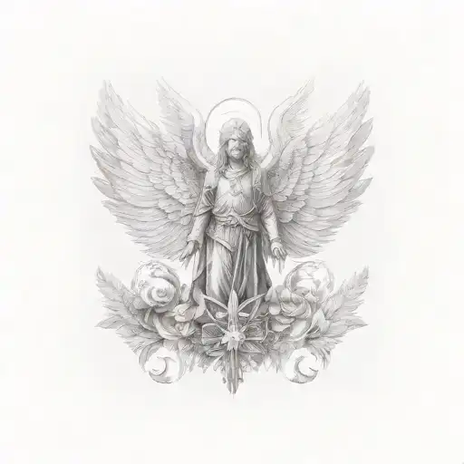 archangel uriel sleeve tattoo design idea