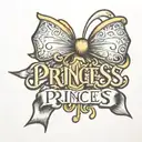 the word "princess" with the bow emoji on top of the last 's' in the word on top tattoo design idea