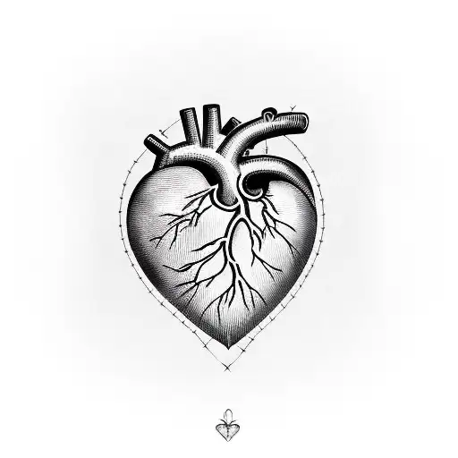 Human heart with barbed wire tattoo design idea