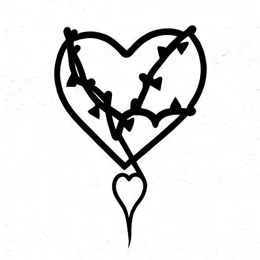 Realistic heart with barbed wire tattoo design idea