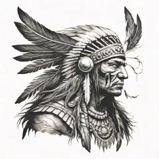 crow Indian warrior tattoo design idea