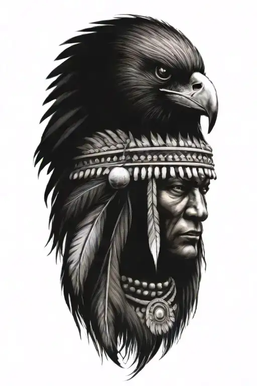 crow Indian warrior tattoo design idea