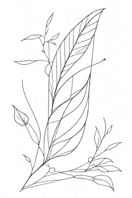 abstract lines black leaf arm sleeve tattoo design idea