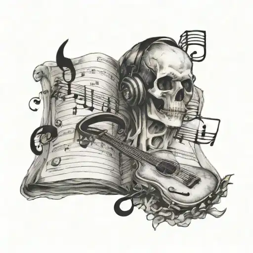 Music sheets ghost tattoo design idea
