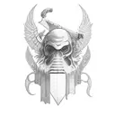 Hephaestus working on sword tattoo design idea